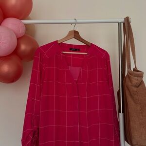 Vibrant Pink Grid Blouse